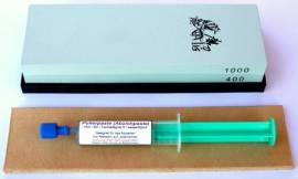3-teiliges Sch�rf-Set f�r Messer / TAIDEA Abziehstein 400/1000 + Leder + Paste - Bild vergr��ern 
