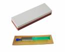Messer-Schärf-Set, 3-teilig, 6cm breiter Korund 360/1000 (700/3000 JIS) + Leder + Polierpaste
