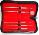5-teiliges Dental-Set mit Zahnspiegel + Zahnsonden + Zahnsteinkratzer