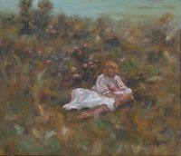 Kinder auf der Wiese (�lbild)