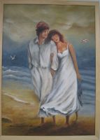 Paar am Strand (�lbild)