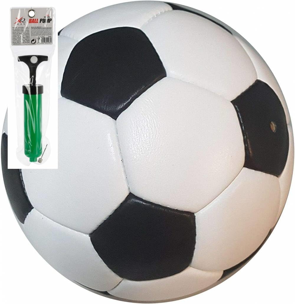  Fussball Retro Gr. 5, (echter Lederfuball) mit Ballpumpe